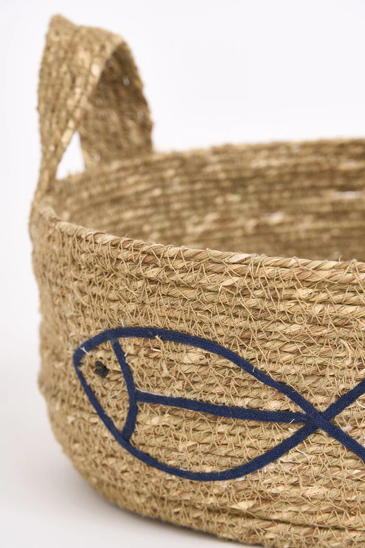Fish & Stipe Jute Bread Basket