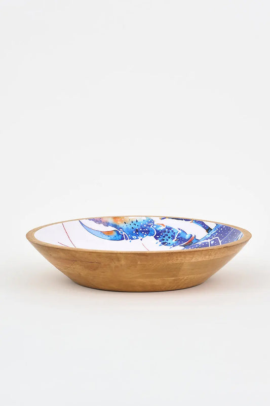 Medium Enamelled Wooden Bowl with Lobster Print