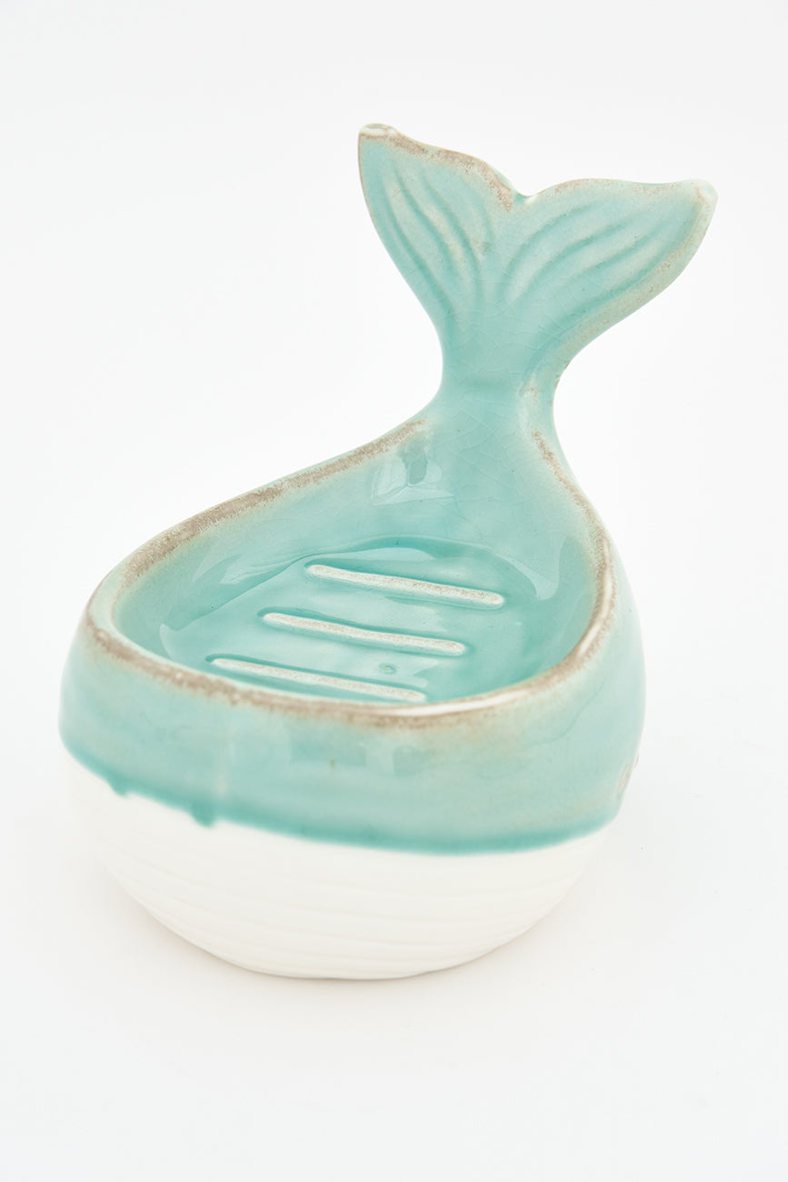 Whale Shape Soap Dish in Green Porcelain